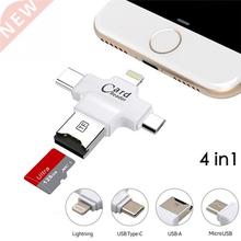 4 in 1 iOS Micro USB Type C OTG Micro SD TF Card Reader for