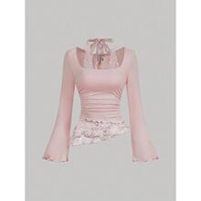 W 38540 Long Sleeve Lace T-Shirt ��˿����T�� ŷ������羳