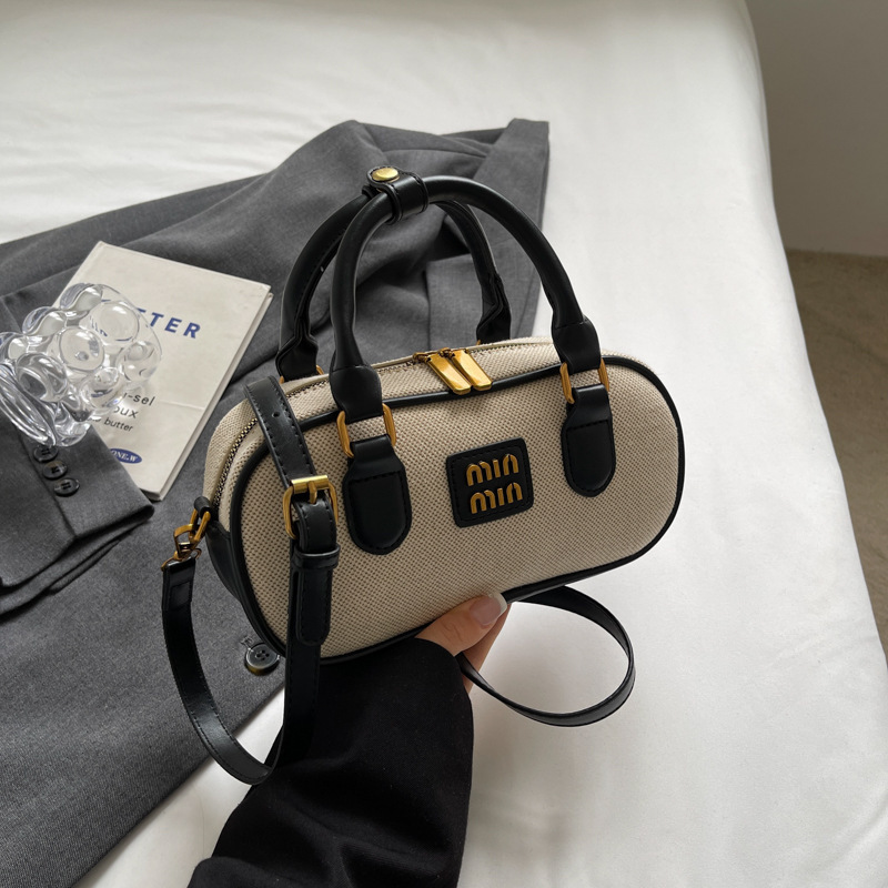 手拎保龄球包女2025秋冬新款复古时尚单肩包高级感潮流百搭斜挎包|undefined