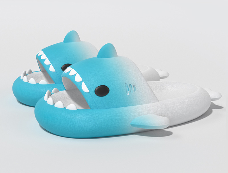 Sandales de requin dégradées transfrontalières pour hommes et femmes, pantoufles de maison EVA avec sensation de merde, semelle épaisse pour Couple, vêtements d'extérieur pour femmes_voghion.com