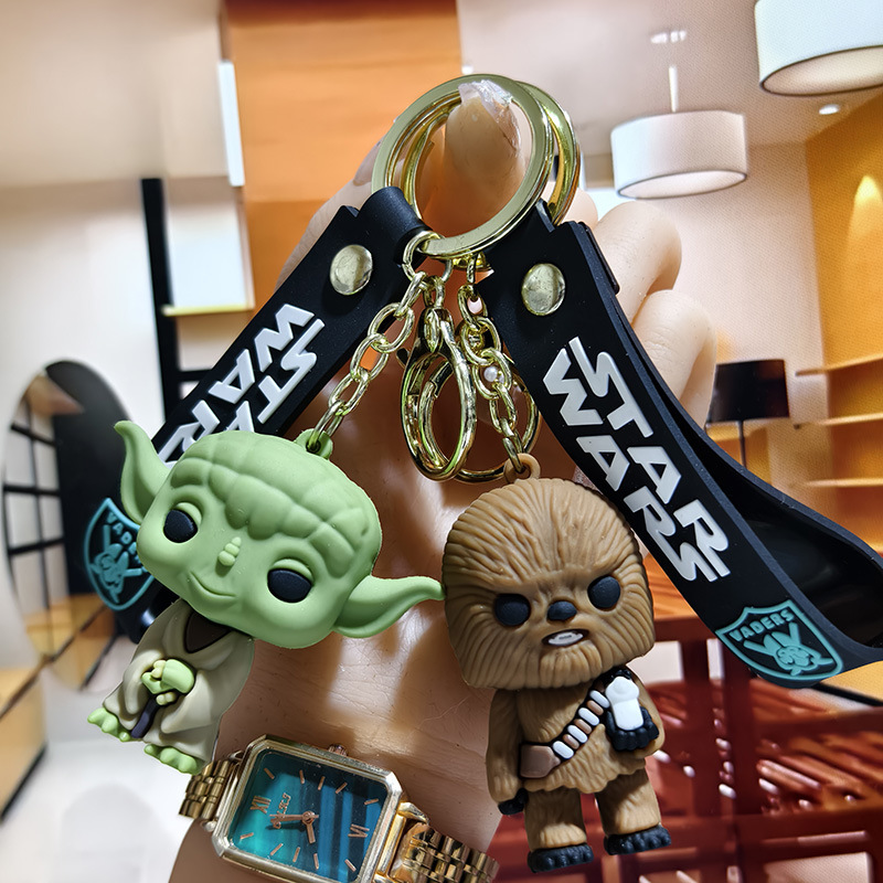 New Star Wars Yoda Black and White Samurai Keychain Cute Doll Hanging Bag Backpack Pendant Keychain