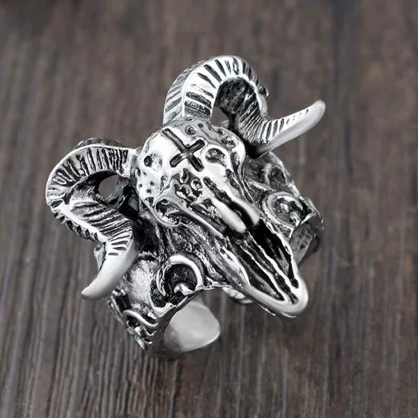 Ring Men's Trendy European and American Simple Retro Sheep Head Ring Men's Fashion Trendy Personalized Hip-hop Ring Jewelry for Women