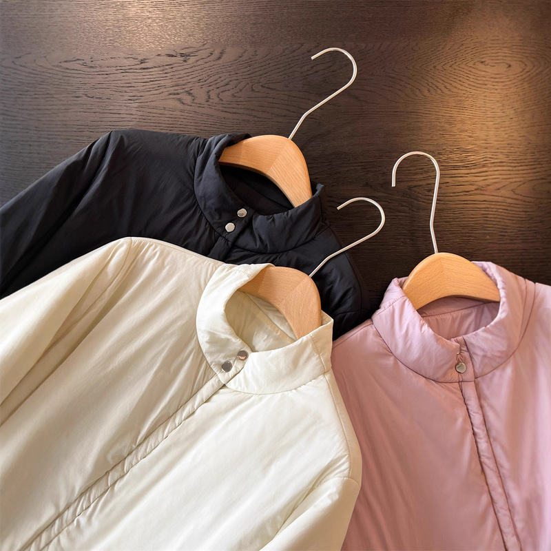 Ultra-Light Wool Puff Stand-Up Collar Short Bread Jacket Waterproof Cotton Jacket Light and Warm Jacket for Women in Autumn and Winter