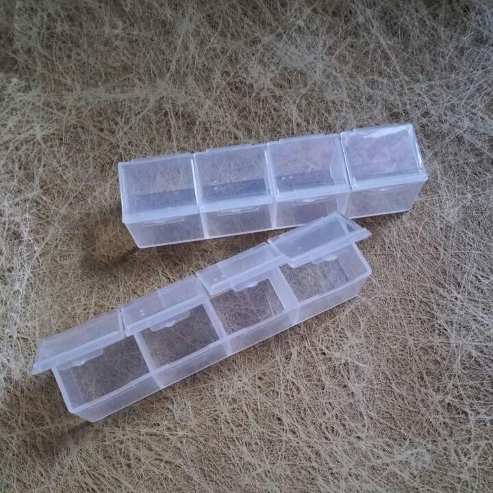 Pill Box Braille Rectangular Four-Compartment Small Pill Box Storage Box Jewelry Box Classification Packaging Box