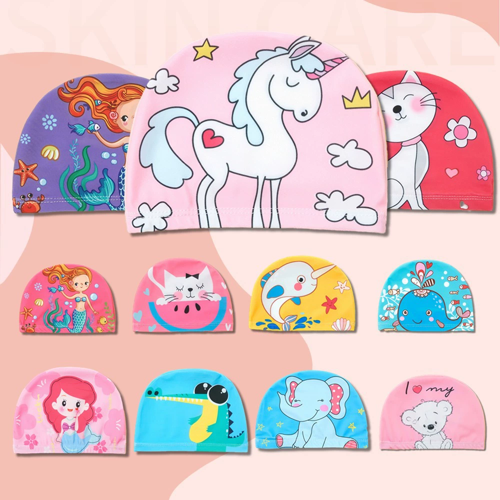 Новая мультяшная детская шапочка для плавания в различных стилях с высокой пулей