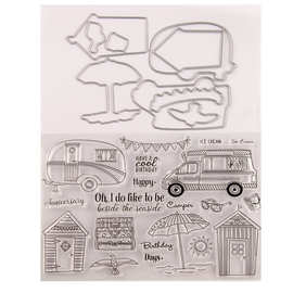 透明印章  DIY 手账透明硅胶印章橡皮章 T1613 夏季旅行房子汽车