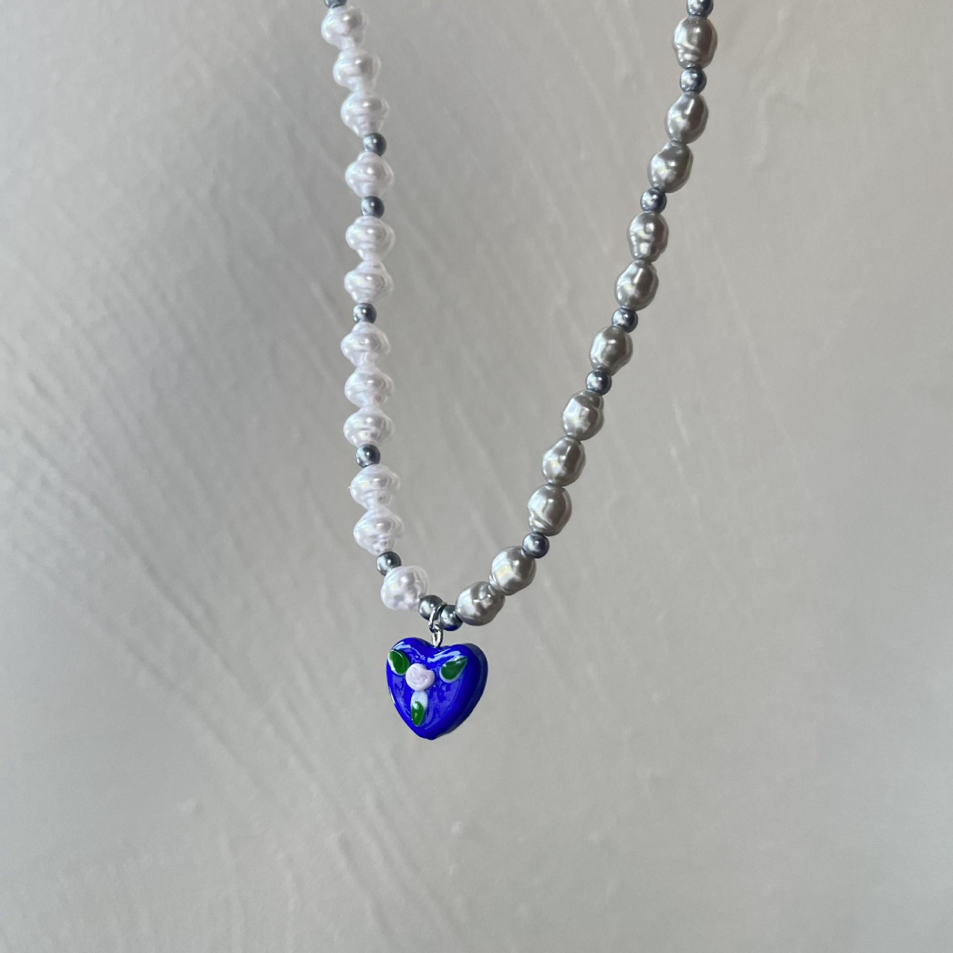 Mode Herzform Glas Perlen Halskette Mit Anhänger 1 Stück display picture 8