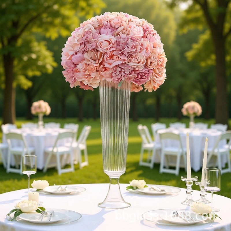 Bbglass Baobei Glass Creative Textured Floor-To-Ceiling Glass Large Vase Wedding Banquet Home Flower Arrangement Container