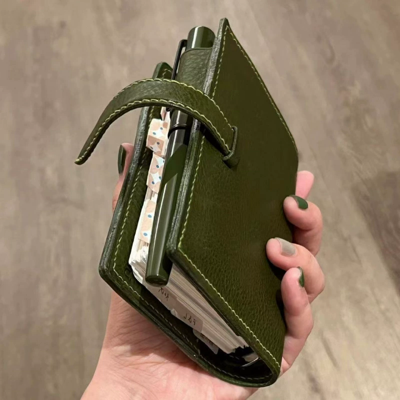 Olive green loose-leaf handbook notepad schedule plan diary small book portable pocket book thickened