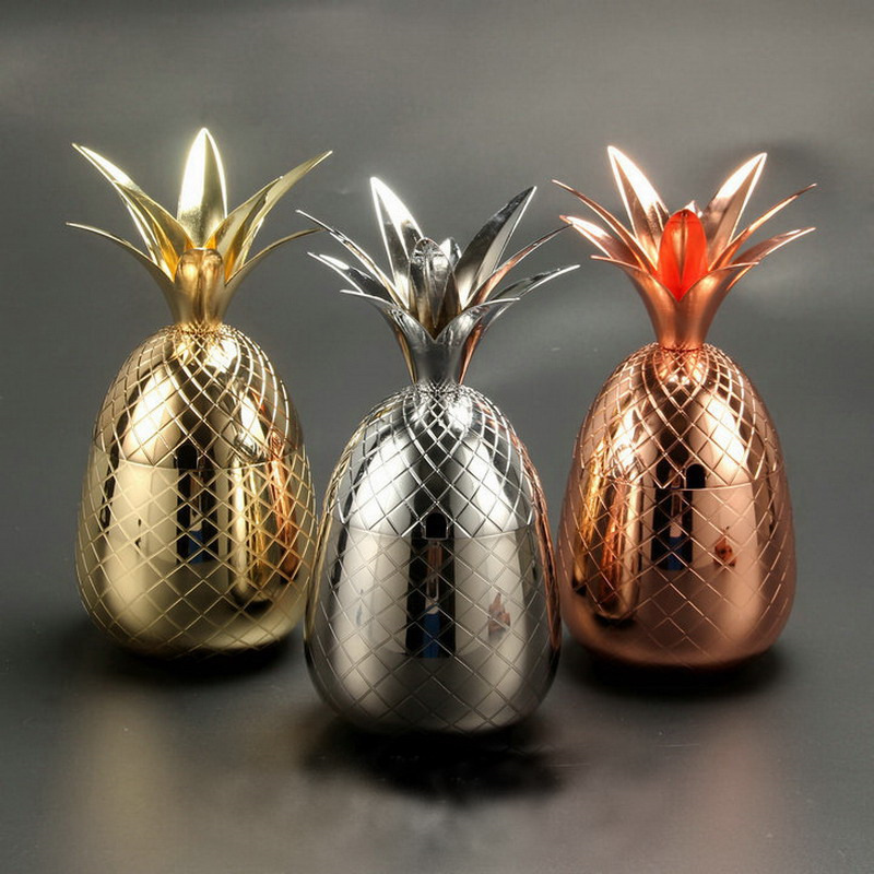 Taza de piña de acero inoxidable 304 vintage cóctel taza bar galvanoplastia taza de leche piña vino copa vino set 500ml