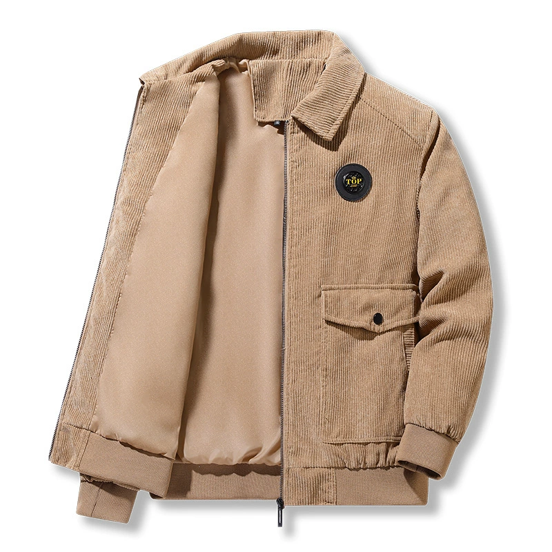 Corduroy curlers, winter jacket, warm jeans, oversize
