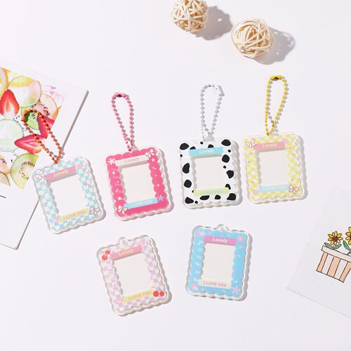 Ins style cute goo frame photo small card decorative frame keychain sticker decoration DIY acrylic key pendant