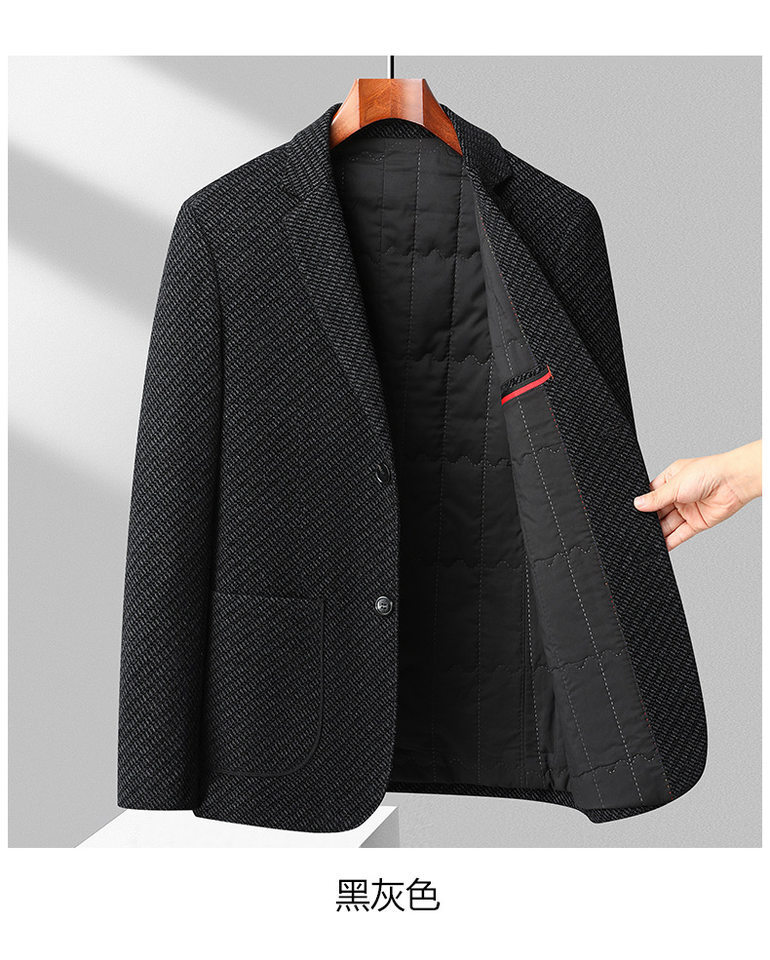 Áo vest nam dáng thon nhồi bông dày dặn không cần ủi phong cách Hàn Quốc, áo khoác tây đơn giữ ấm — Xanh lam đậm, Đen Xám chi tiết 13