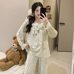 秋冬宫廷金砖绒开衫睡衣轻熟长袖长裤小清新时尚可外穿家居服套装
