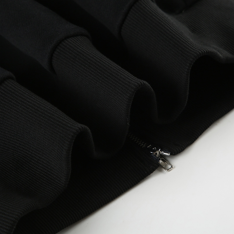 Street Retro Hooded Furry Splicing Coat Winter Slim Fit Warm Double Headed Zipper Cardigan Sweatshirt