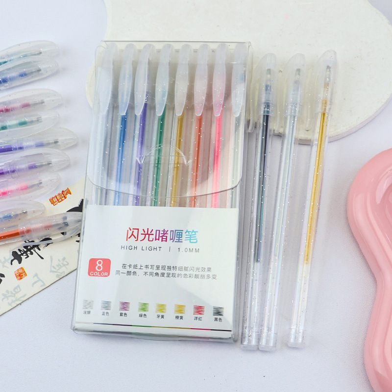 Glitter Gel Pen Boxed Multi-Colorful Kidsren's Handbook Special Pearlescent Watercolor Pen Fluorescent Marker Pen for Students Glitter Gel Pen Boxed Multi-Colorful Kidsren's Handbook Special Pearlescent Watercolor Pen Fluorescent Marker Pen for Students