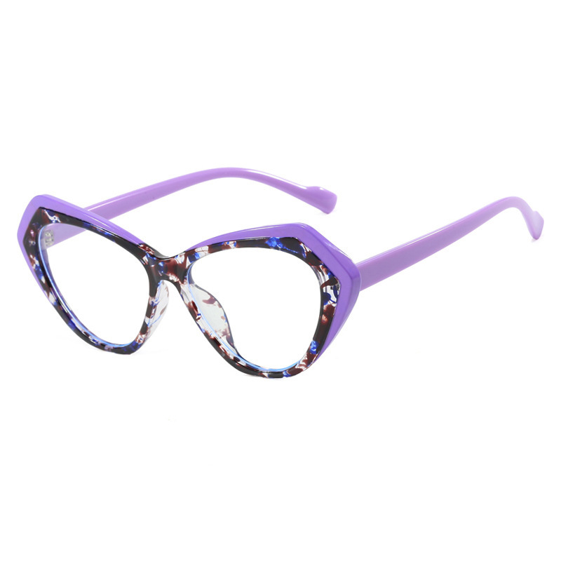 Nuevo ojo de gato irregular a juego de colores europeo y americano espejo plano anti-luz azul TR90 gafas de marco de miopía sin maquillaje
