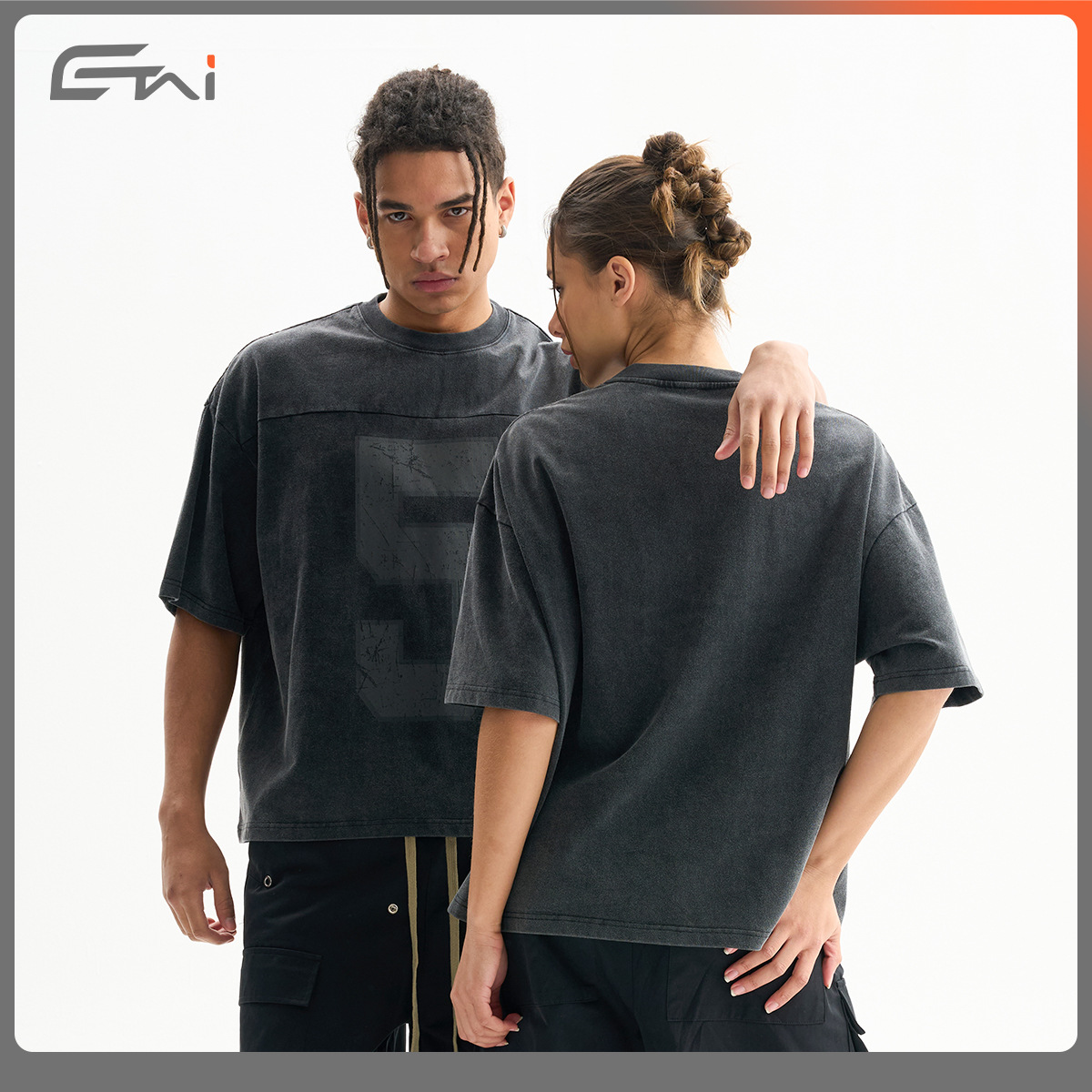 ETAI Ropa para hombres | Camiseta pesada de algodón lavado retro de alta calidad de manga corta de estilo neutral de alta calidad