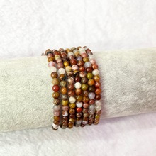 天然玛瑙水晶珍珠米珠手链4mm角度彩手工编织欧美时尚简约可调节