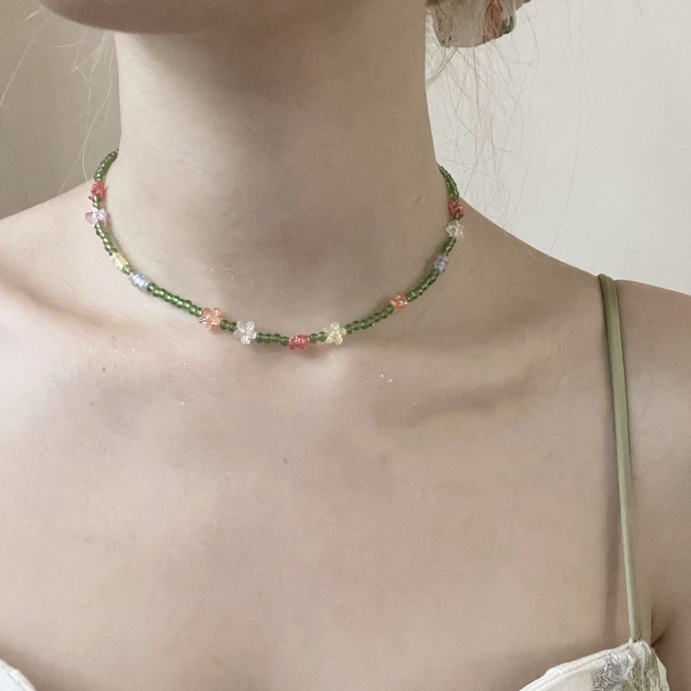 「夏日花园」原创小众设计少女彩色花朵串珠项链锁骨链闺蜜礼物