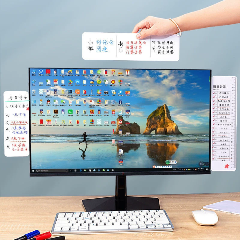 Боковая доска для сообщений на экране компьютера, магнитная двусторонняя доска для заметок, стираемая доска для напоминаний, доска для заметок