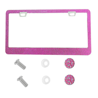 License plate holder/license plate holder | license plate frame - square-hole-acrylic-diamond-pink