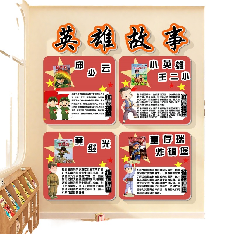 幼儿园环创国庆红色故事文化主题墙贴成品抗战英雄爱国教育黑板报|undefined