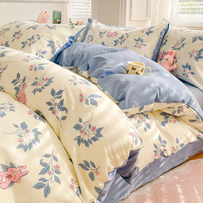 100 algodón cuatro piezas cubierta de cama 2025 nuevo dormitorio de estudiantes sábanas de tres piezas cubierta de cama