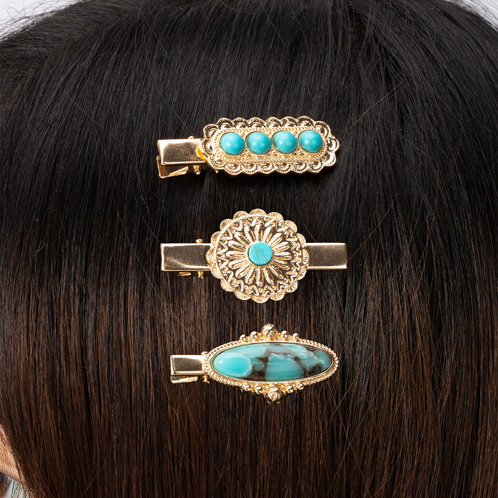 Women's Casual Retro Geometric Alloy Turquoise Plating Hair Clip display picture 17