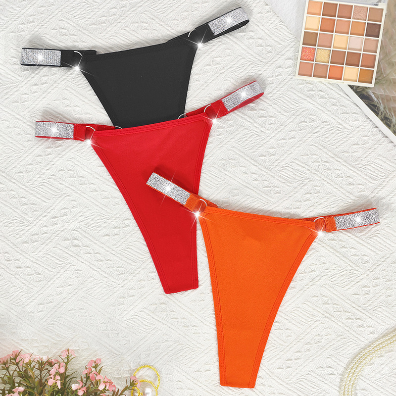 Cross-border New Multicolor Silver Ribbon Thong Women's Foreign Trade Amazon Comfortable Cotton Crotch Panties in stock