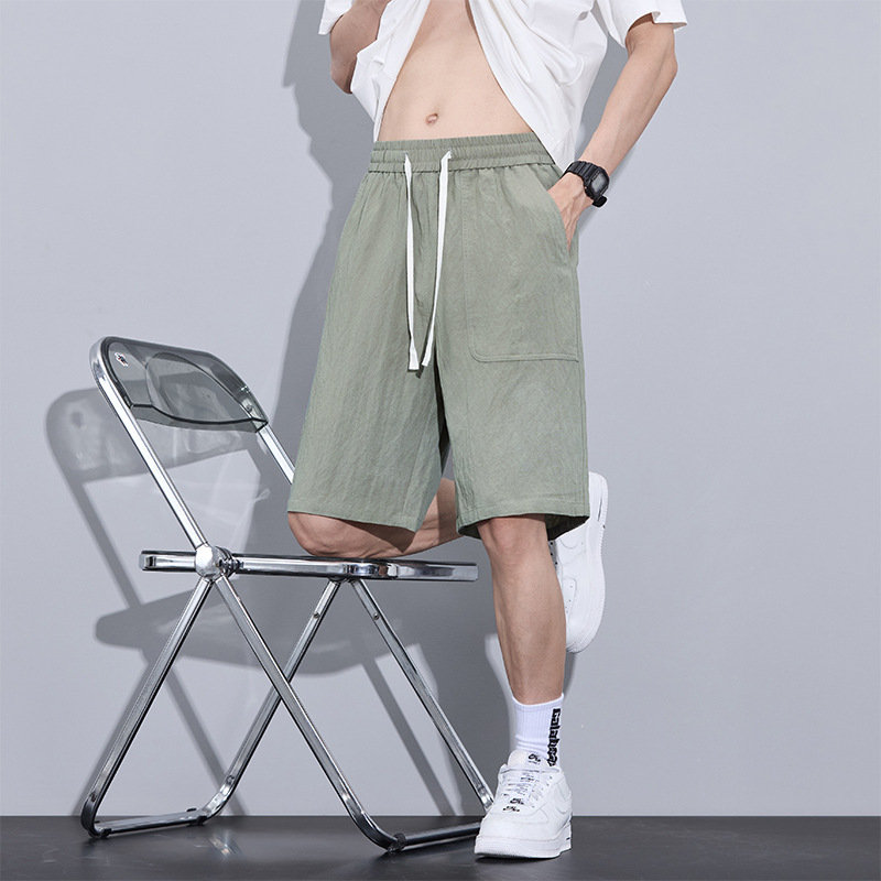 カジュアルショートパンツ男の子夏薄いトレンディなブランドストレートアウターウェアルーズクールテンセルビーチミッドパンツ|undefined