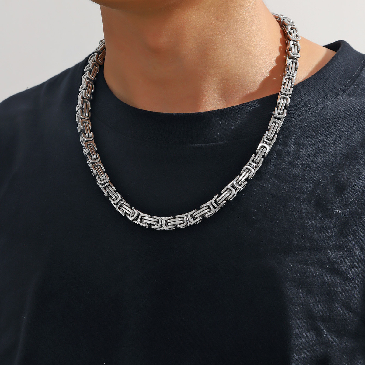 Collar de hombre acero inoxidable cadena eslabones café cuban_voghion.com