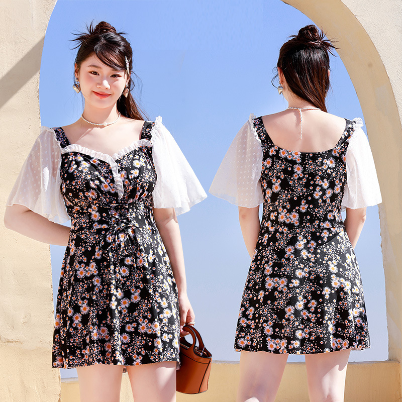 Trajes de baño de mujer tamaño grande 2025 nuevo graso mm 140 jin vestido de ángulo plano para cubrir el vientre y la carne delgada trajes de baño conservadores