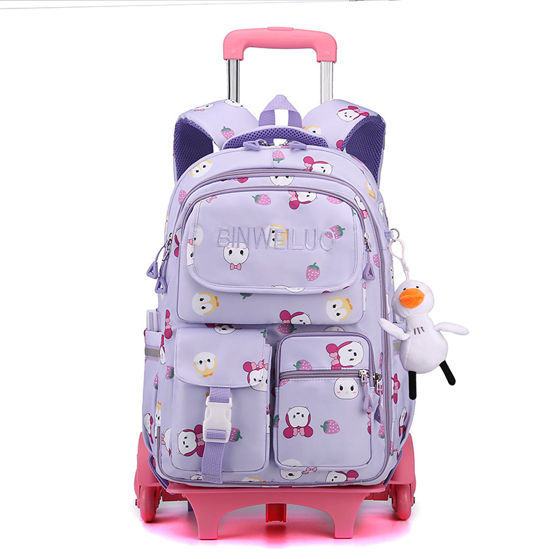 2022 nuevo grado 3-6 escuela primaria mochila de las niñas color de contraste cielo estrellado impresión mochila de la carretilla de los hombres