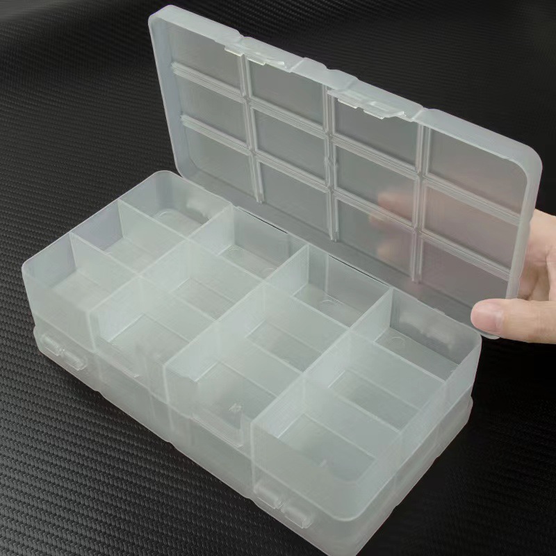 无格12格24格固定透明PP塑料渔具收纳盒首饰串珠文具整理盒零件盒