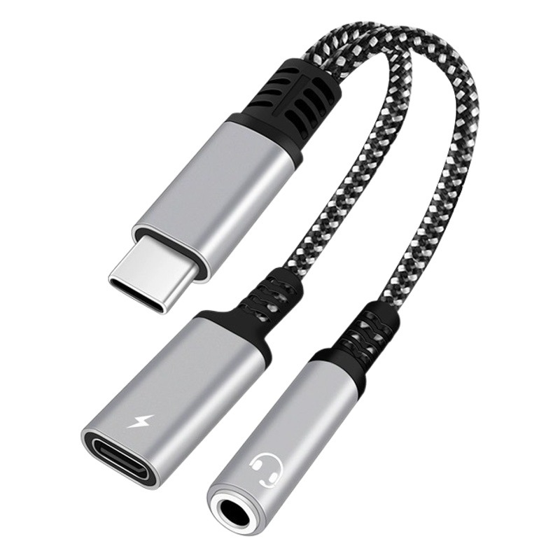 Tipo-c un minuto dos Cable adaptador para Huawei Xiaomi teléfono móvil convertidor de auriculares escuchando canciones adaptador de carga