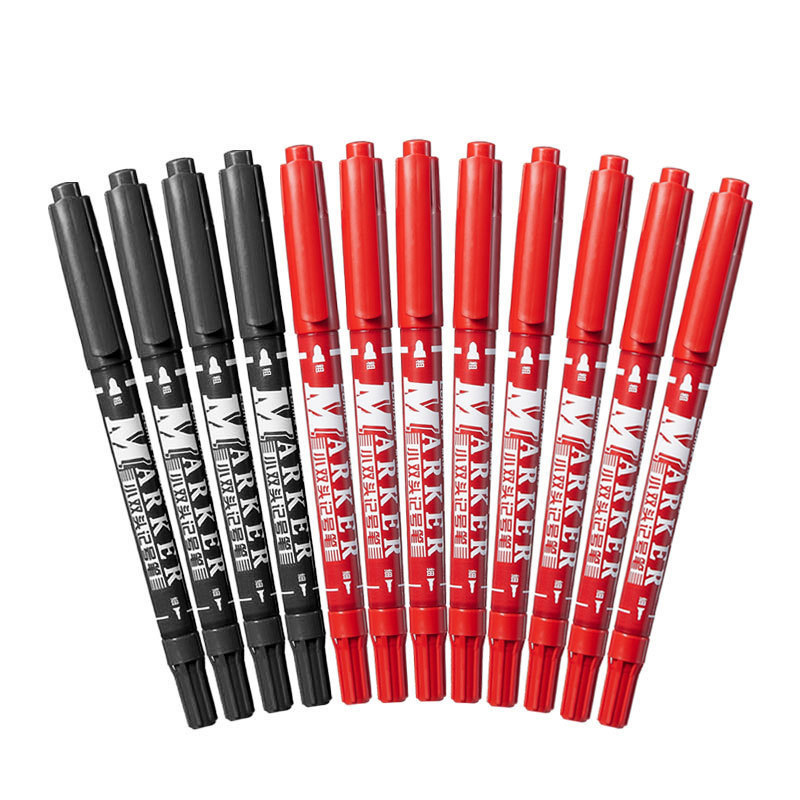 齐心 MK833 小双头记号笔线幅0.5-1.5mm大头笔物流专用油性记号笔