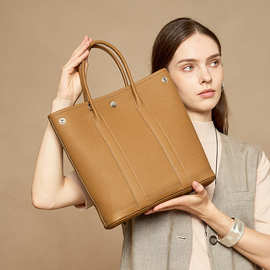 高定tc头层牛皮花园包轻奢高级感新款单肩女士大容量真皮手提包