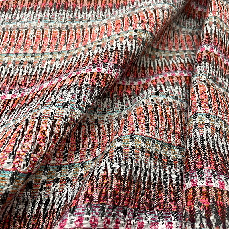 春秋款 民族风条纹提花布料 涤棉混纺服装旗袍西装面料连衣裙外套