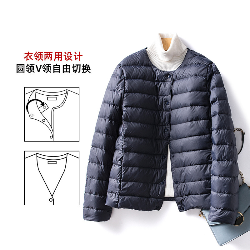 2026 New Lightweight Round-Neck down Jacket for Women, Warm Inner Lining, Short V-Neck Coat, Winter Wear for Women, Collarless 2026 New Lightweight Round-Neck down Jacket for Women, Warm Inner Lining, Short V-Neck Coat, Winter Wear for Women, Collarless