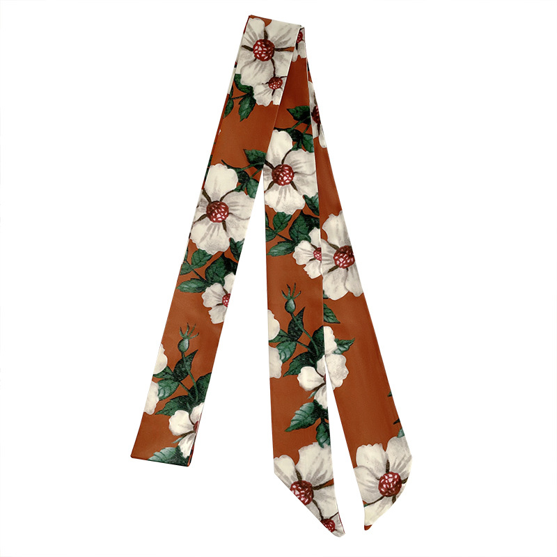 Primavera y otoño delgada larga y estrecha bufanda de las mujeres de estilo coreano retro elegante todo partido cinta arco banda para el cabello corbata decoración del bolso