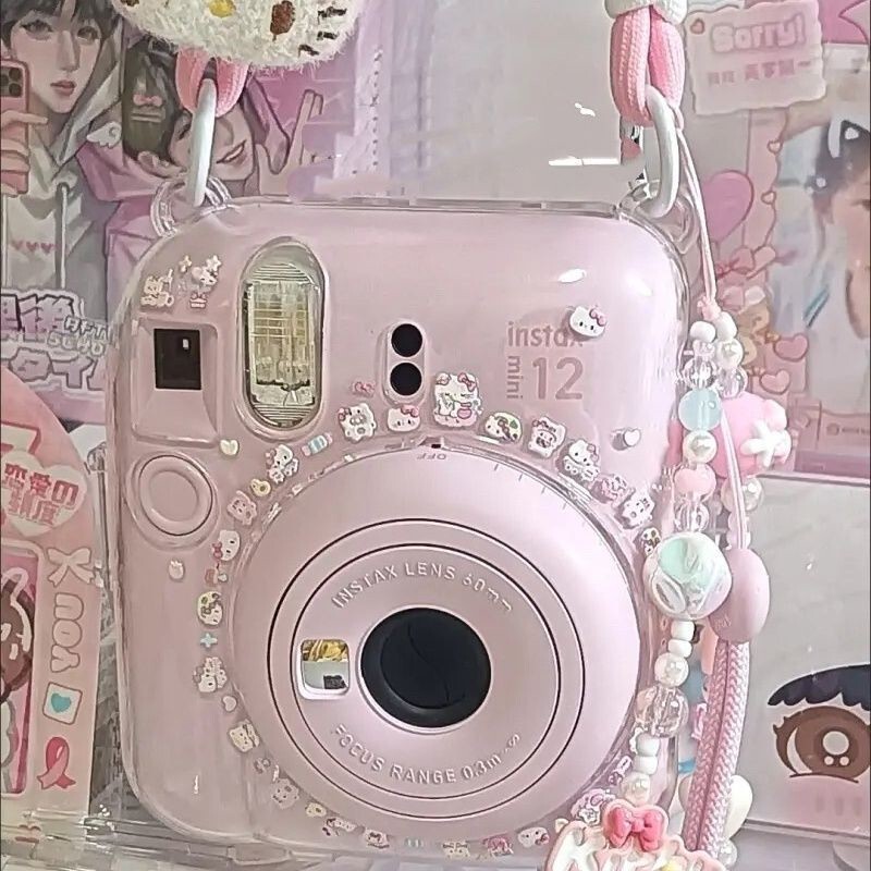 [Mini13 Transparent Shell] Instax Crystal Shell Instant Camera Hard Shell Protective Case Chain Trendy