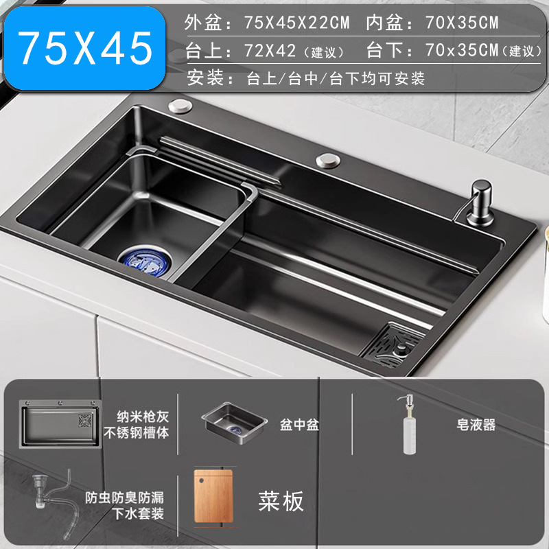 Fregadero Bajo Encimera de Cocina 201 de Acero Inoxidable Un Solo Tanque