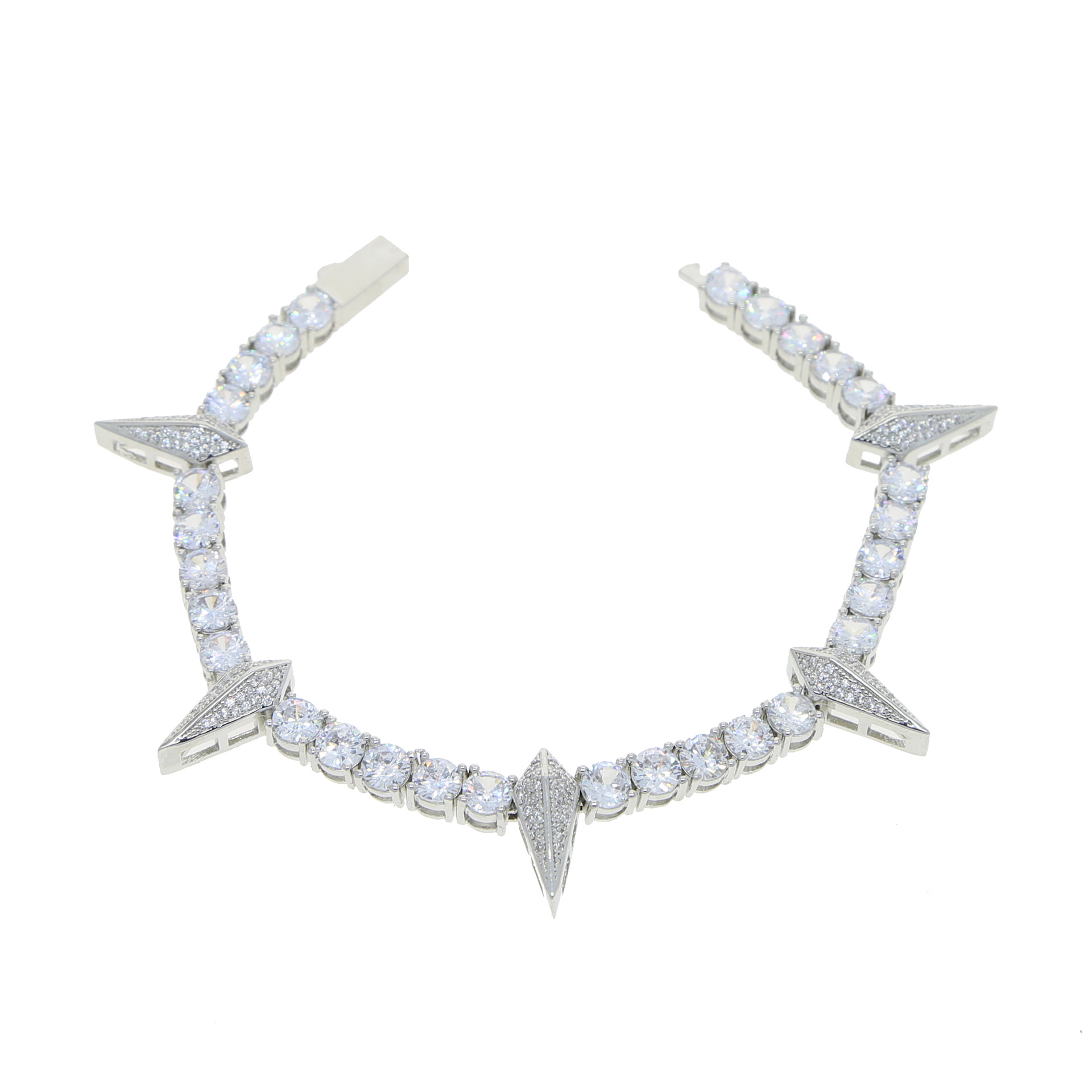 Rhombus Pattern Hip-Hop Punk Rhombus Copper Inlay Zircon Men'S Bracelets Men's Chain Bracelets