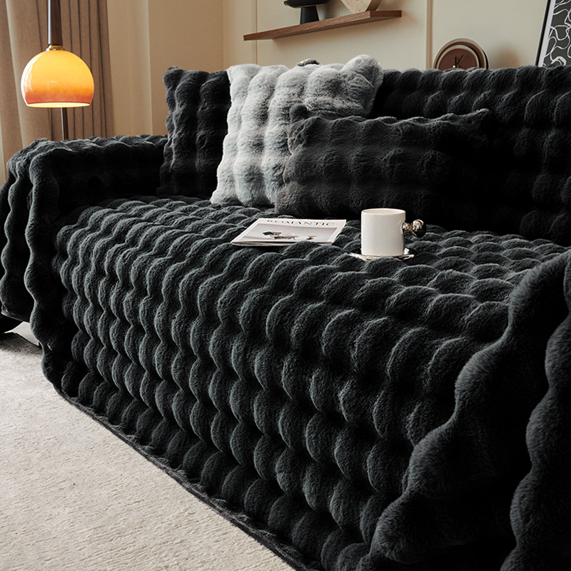 Todo incluido nuevo sofá de otoño y invierno para gatos cubierta de conejo peluche grueso cálido sofá cubierta toalla cojín manta sala de estar