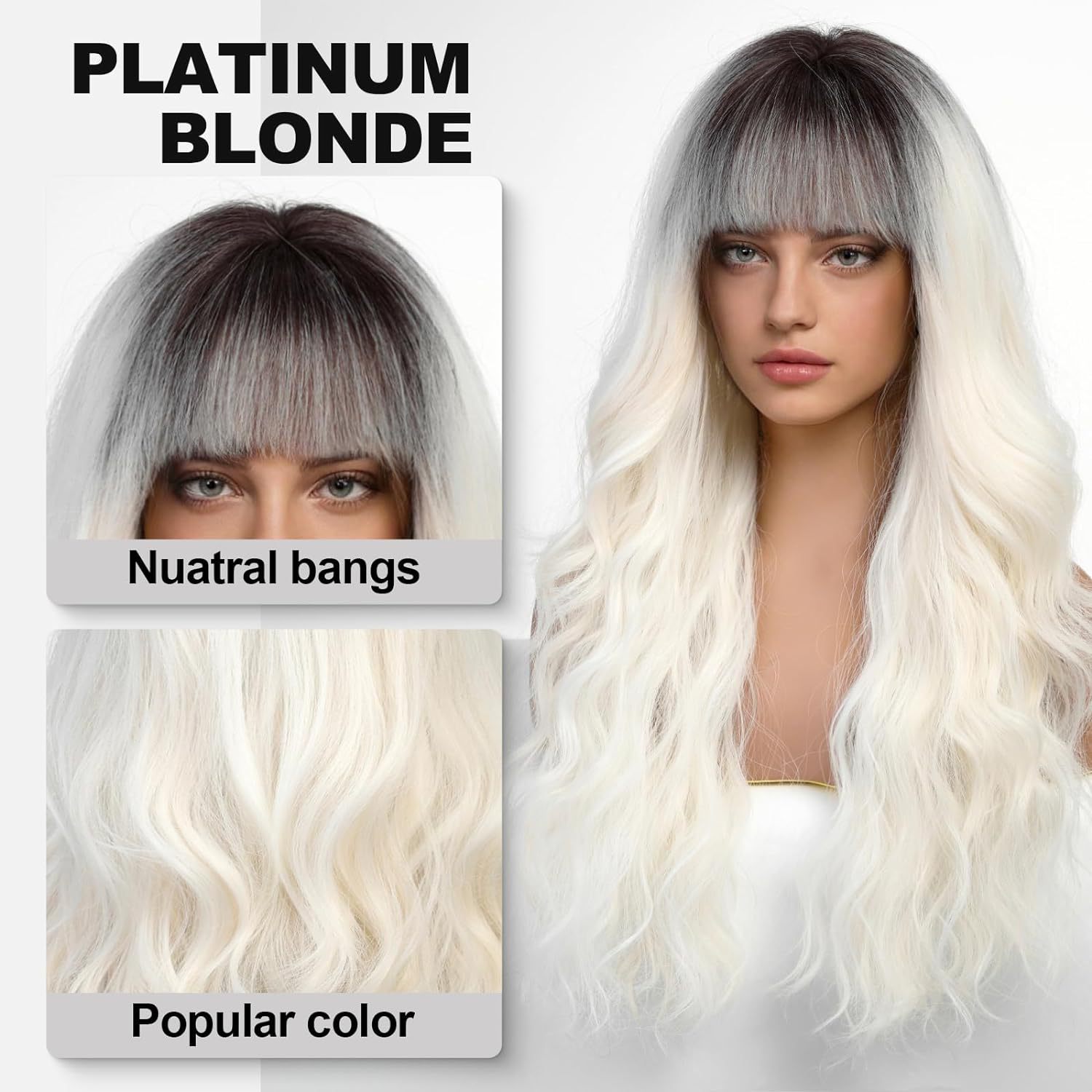 Pelucas transfronterizas, chicas europeas y americanas, flequillo, cabello largo y rizado, ondas grandes, seda de alta temperatura, sombreros de fibra química, fabricantes al por mayor