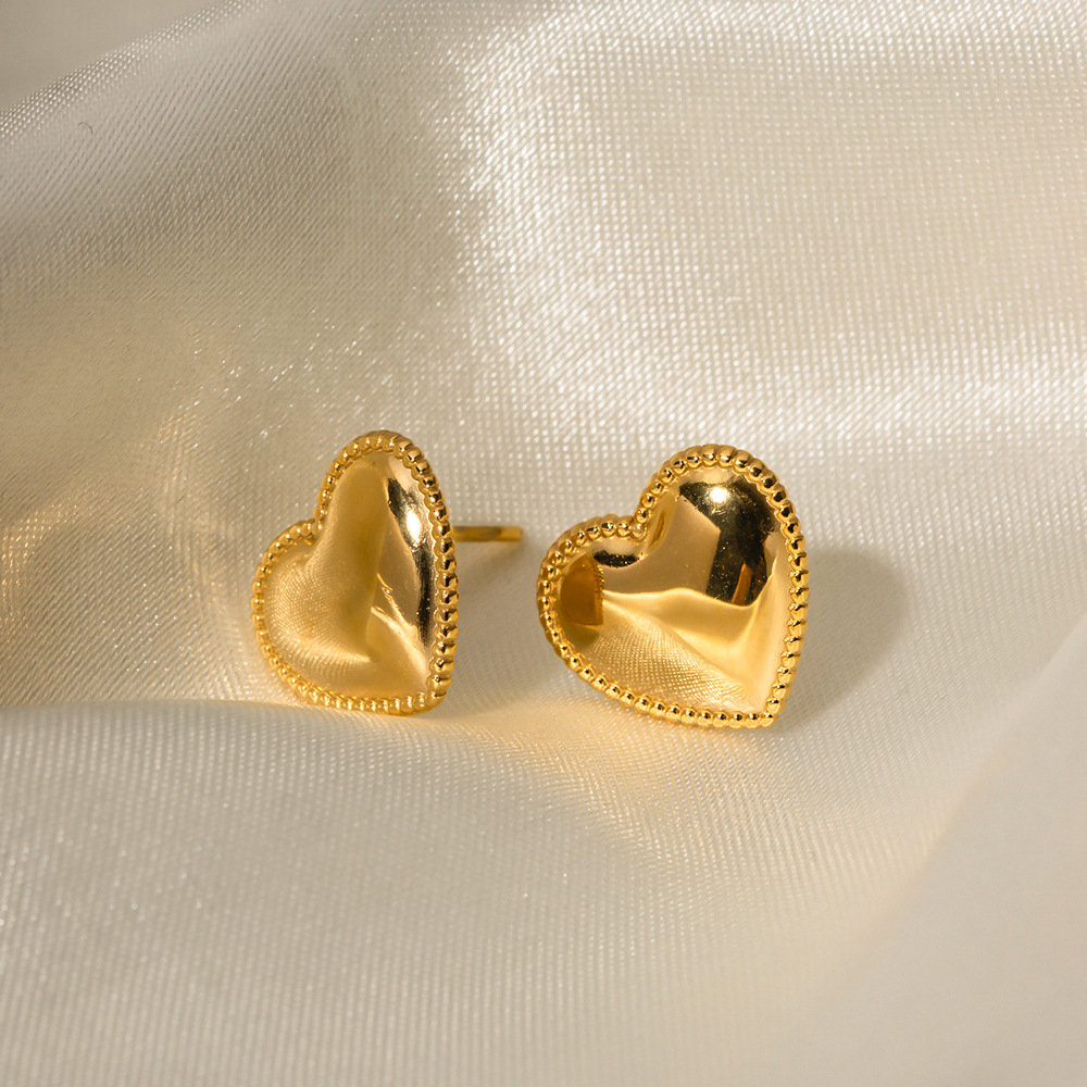 Europa y América Internet celebridad moda popular pendientes 18K chapado en oro de acero inoxidable con incrustaciones pendientes encantadores pendientes de diseño al por mayor image 3