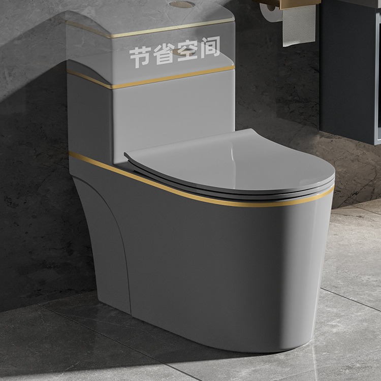 Nuevo gris hogar inodoro pequeño apartamento sifón de cerámica nuevo color personalidad simple asiento inodoro image 4