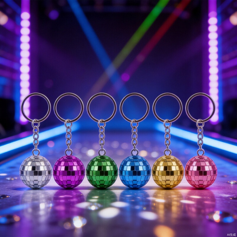 Cross-Border Disco Ball Keychain Holiday Gift Box Disco Ball Pendant Creative Bag Car Key Ring Pendant