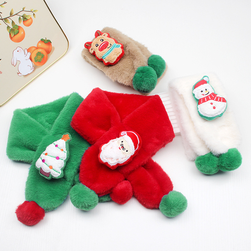 Bufanda infantil de felpa imitación piel de conejo cálida otoño invierno Navidad bebés y niños